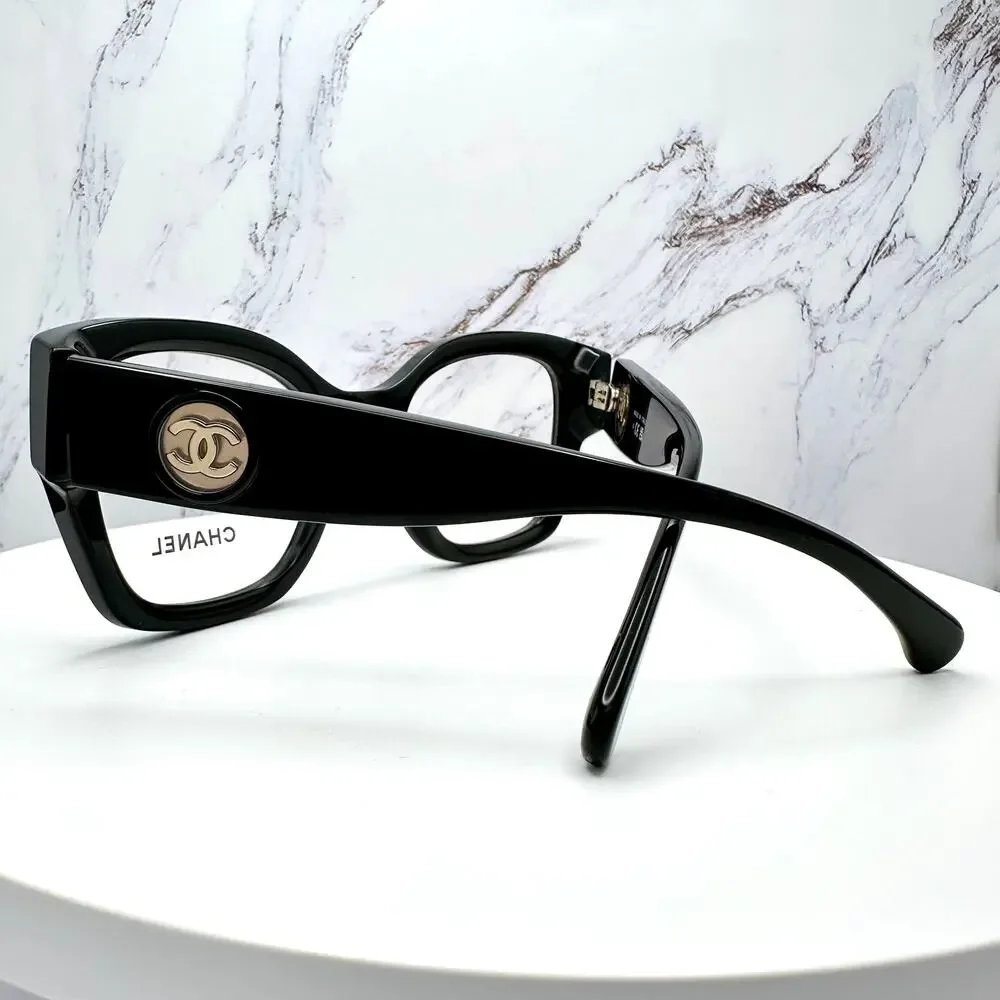 New CHANEL Eyeglasses CH3490 C622 Black 53mm Glasses Butterfly Gold CC Womens - Picture 10 of 16
